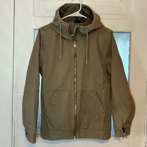 Divided Women’s Dark Army Green Canvas Zip Up Jacket With Hood Size Small